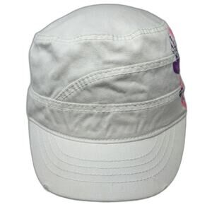 Roxy Army Cap White L All Heart Graphic Black Pink Purple Cotton Hat